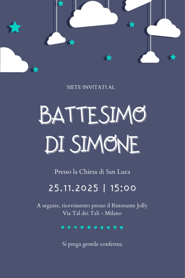 Invito digitale battesimo bimbo - invito battesimo per WhatsApp - inviti battesimo da scaricare gratis